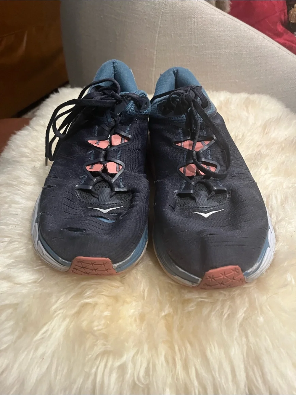 Hoka Navy and Pink Athletic Sneakers